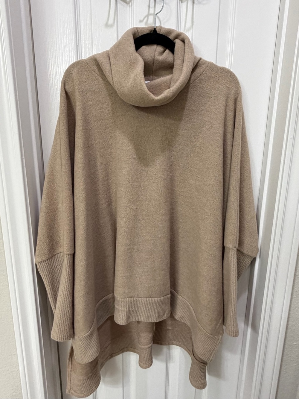 Cozy Turtleneck Poncho Sweater in Camel